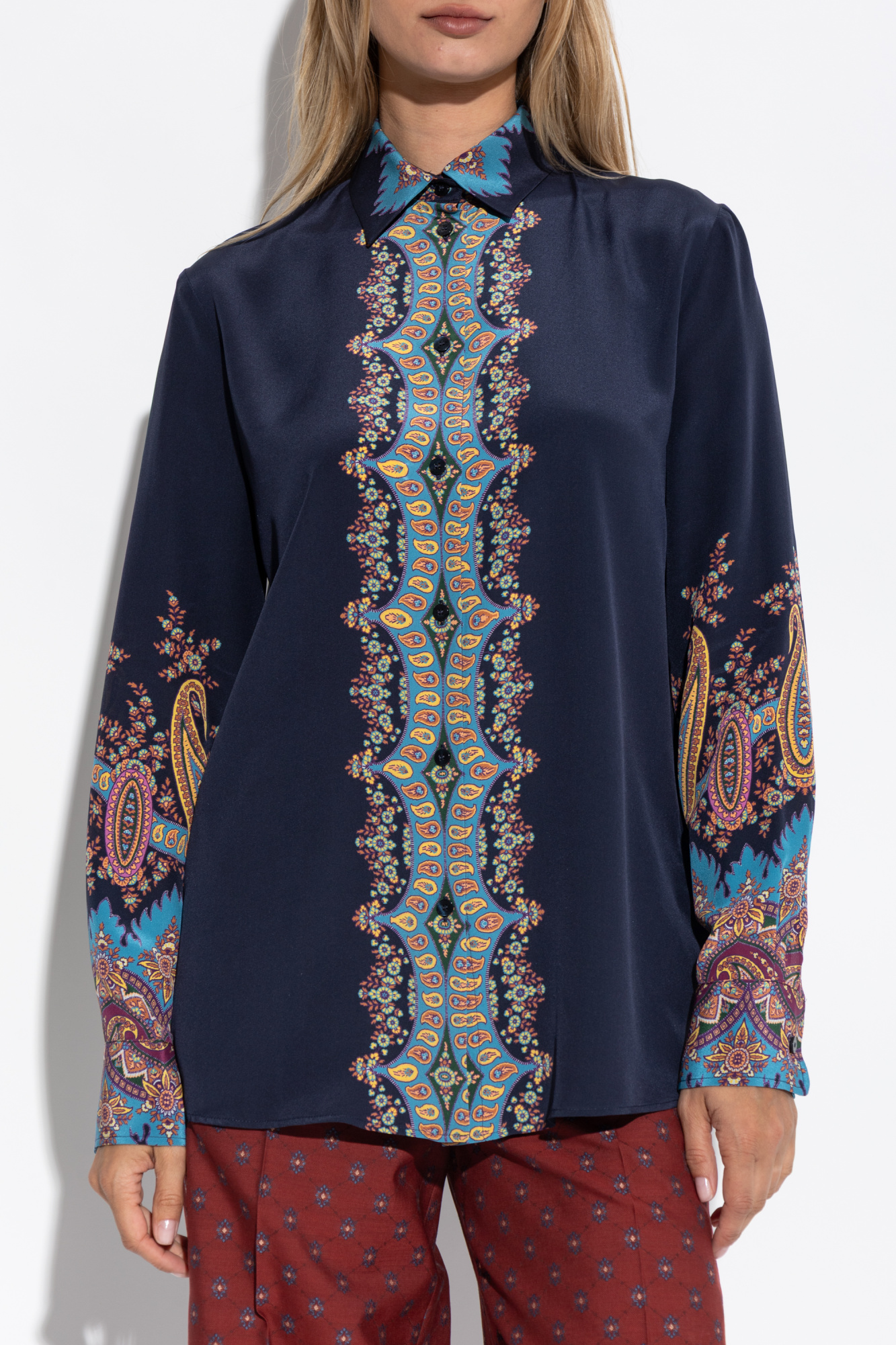 Navy blue Silk shirt Etro - Vitkac Italy